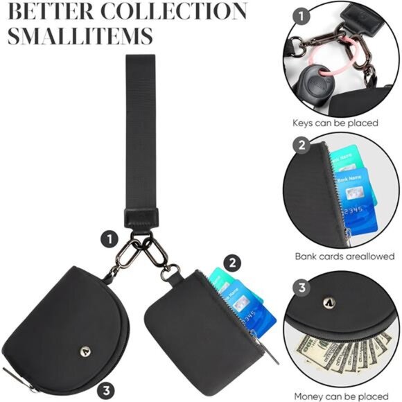 Women Keychain Wristlet Wallet Mini Zip Pouch Card Holder Coin Purse Travel - Picture 5 of 8